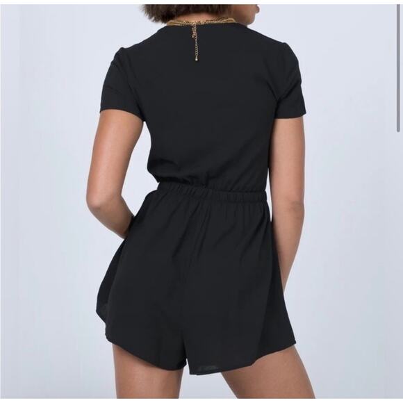 Princess Polly Romper Virgo Tie Front Cut Out Playsuit Black Size 4 - Picture 5 of 5